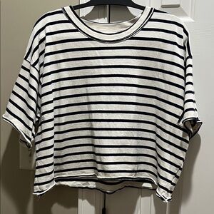 By Together Black and White Striped Short Sleeve Tee